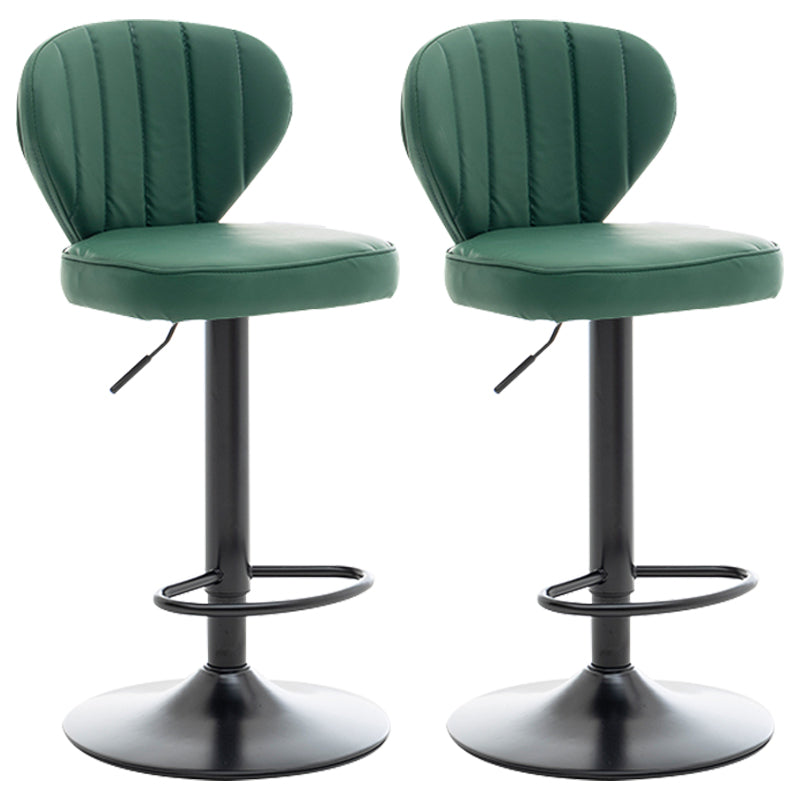 Restaurant Nordic Leather Bar Stool Modern Adjustable Height Stool Dark Green Black 2 Piece Set Clearhalo 'Bar Furniture' 'Bar Stools' 'bar_stools' 'furn' 'furn_bar_stools' 'furniture_bar_stools' 'Kitchen & Dining Furniture' 'kitchen&dining_furn' 'kitchen' 'kitchen_furn' Furniture' 4211925