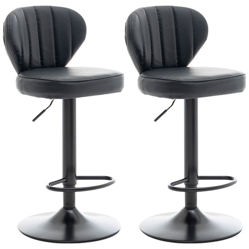 Restaurant Nordic Leather Bar Stool Modern Adjustable Height Stool Black Black 2 Piece Set Clearhalo 'Bar Furniture' 'Bar Stools' 'bar_stools' 'furn' 'furn_bar_stools' 'furniture_bar_stools' 'Kitchen & Dining Furniture' 'kitchen&dining_furn' 'kitchen' 'kitchen_furn' Furniture' 4211926