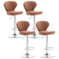 Restaurant Nordic Leather Bar Stool Modern Adjustable Height Stool Brown Silver 4 Piece Set Clearhalo 'Bar Furniture' 'Bar Stools' 'bar_stools' 'furn' 'furn_bar_stools' 'furniture_bar_stools' 'Kitchen & Dining Furniture' 'kitchen&dining_furn' 'kitchen' 'kitchen_furn' Furniture' 4211929