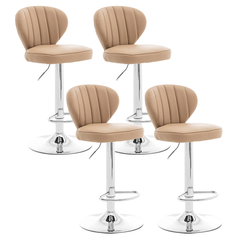 Restaurant Nordic Leather Bar Stool Modern Adjustable Height Stool Apricot Silver 4 Piece Set Clearhalo 'Bar Furniture' 'Bar Stools' 'bar_stools' 'furn' 'furn_bar_stools' 'furniture_bar_stools' 'Kitchen & Dining Furniture' 'kitchen&dining_furn' 'kitchen' 'kitchen_furn' Furniture' 4211930