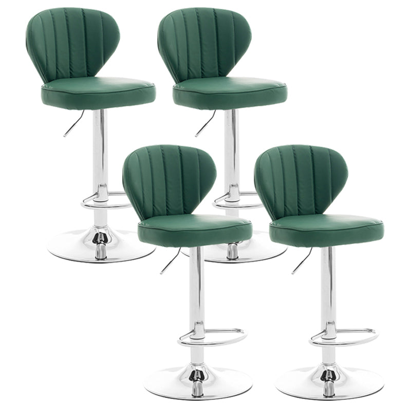 Restaurant Nordic Leather Bar Stool Modern Adjustable Height Stool Dark Green Silver 4 Piece Set Clearhalo 'Bar Furniture' 'Bar Stools' 'bar_stools' 'furn' 'furn_bar_stools' 'furniture_bar_stools' 'Kitchen & Dining Furniture' 'kitchen&dining_furn' 'kitchen' 'kitchen_furn' Furniture' 4211933