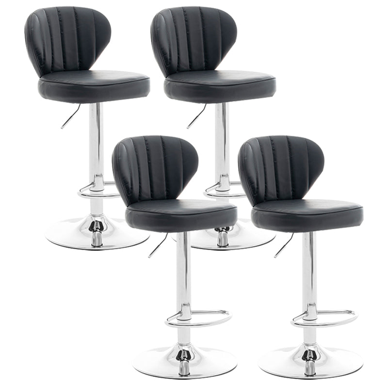 Restaurant Nordic Leather Bar Stool Modern Adjustable Height Stool Black Silver 4 Piece Set Clearhalo 'Bar Furniture' 'Bar Stools' 'bar_stools' 'furn' 'furn_bar_stools' 'furniture_bar_stools' 'Kitchen & Dining Furniture' 'kitchen&dining_furn' 'kitchen' 'kitchen_furn' Furniture' 4211934