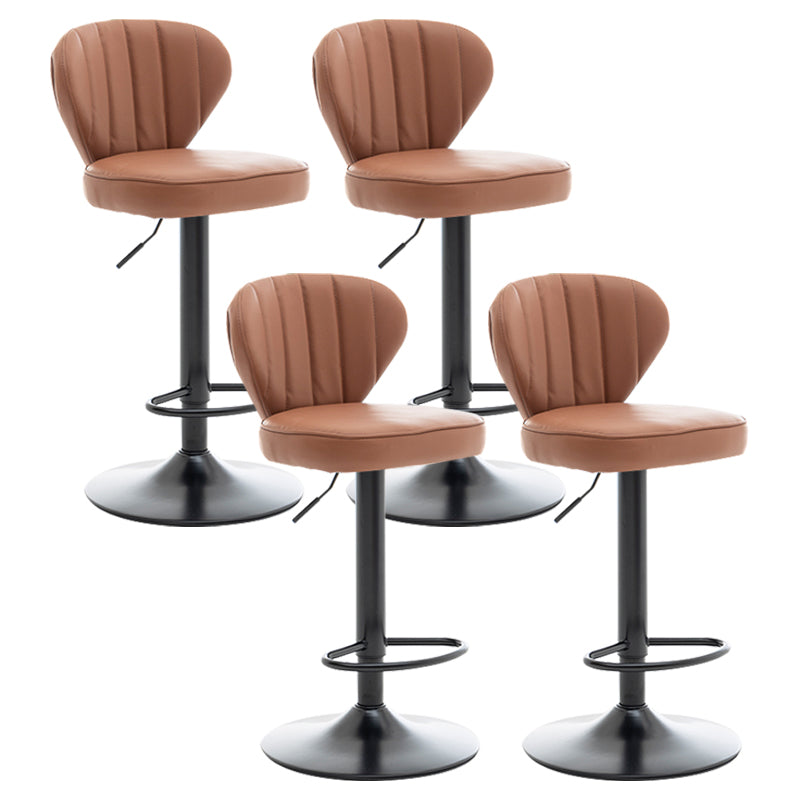 Restaurant Nordic Leather Bar Stool Modern Adjustable Height Stool Brown Black 4 Piece Set Clearhalo 'Bar Furniture' 'Bar Stools' 'bar_stools' 'furn' 'furn_bar_stools' 'furniture_bar_stools' 'Kitchen & Dining Furniture' 'kitchen&dining_furn' 'kitchen' 'kitchen_furn' Furniture' 4211937