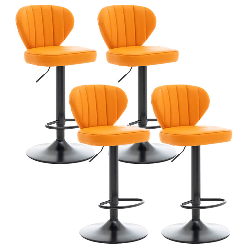 Restaurant Nordic Leather Bar Stool Modern Adjustable Height Stool Orange Black 4 Piece Set Clearhalo 'Bar Furniture' 'Bar Stools' 'bar_stools' 'furn' 'furn_bar_stools' 'furniture_bar_stools' 'Kitchen & Dining Furniture' 'kitchen&dining_furn' 'kitchen' 'kitchen_furn' Furniture' 4211939