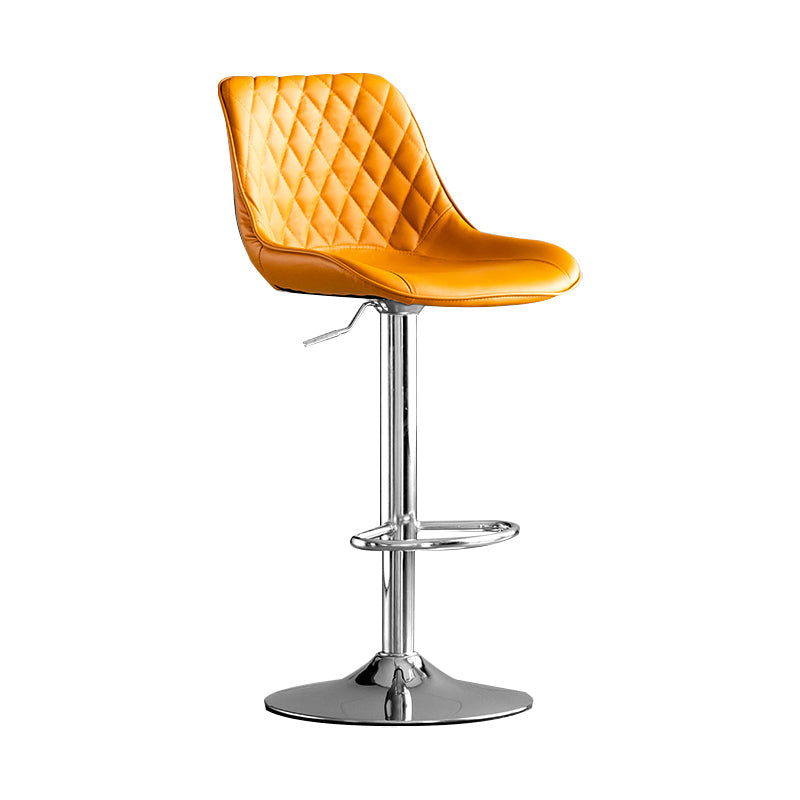 Dining Room Nordic Leather Bar Stool Modern Adjustable Height Stool Orange Silver 1 Piece Clearhalo 'Bar Furniture' 'Bar Stools' 'bar_stools' 'furn' 'furn_bar_stools' 'furniture_bar_stools' 'Kitchen & Dining Furniture' 'kitchen&dining_furn' 'kitchen' 'kitchen_furn' Furniture' 4211960