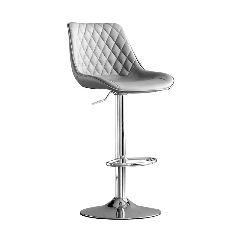Dining Room Nordic Leather Bar Stool Modern Adjustable Height Stool Light Gray Silver 1 Piece Clearhalo 'Bar Furniture' 'Bar Stools' 'bar_stools' 'furn' 'furn_bar_stools' 'furniture_bar_stools' 'Kitchen & Dining Furniture' 'kitchen&dining_furn' 'kitchen' 'kitchen_furn' Furniture' 4211963