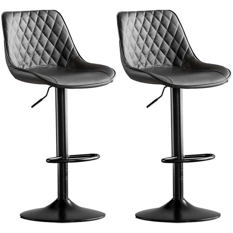 Dining Room Nordic Leather Bar Stool Modern Adjustable Height Stool Dark Gray Black 2 Piece Set Clearhalo 'Bar Furniture' 'Bar Stools' 'bar_stools' 'furn' 'furn_bar_stools' 'furniture_bar_stools' 'Kitchen & Dining Furniture' 'kitchen&dining_furn' 'kitchen' 'kitchen_furn' Furniture' 4211965