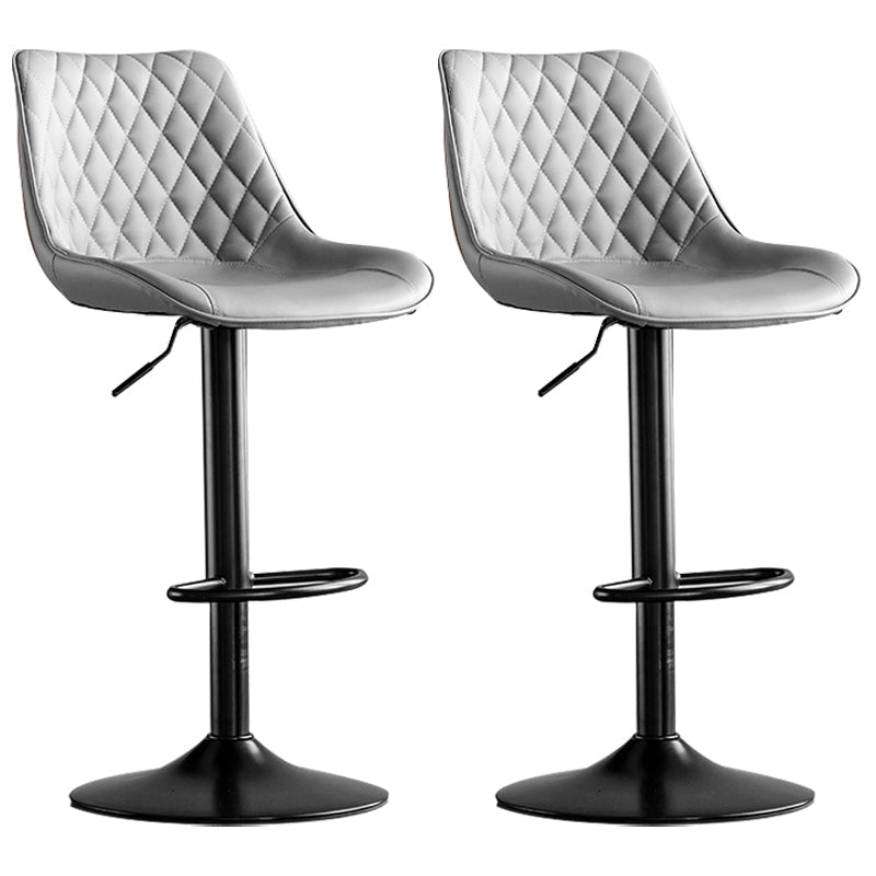 Dining Room Nordic Leather Bar Stool Modern Adjustable Height Stool Light Gray Black 2 Piece Set Clearhalo 'Bar Furniture' 'Bar Stools' 'bar_stools' 'furn' 'furn_bar_stools' 'furniture_bar_stools' 'Kitchen & Dining Furniture' 'kitchen&dining_furn' 'kitchen' 'kitchen_furn' Furniture' 4211968