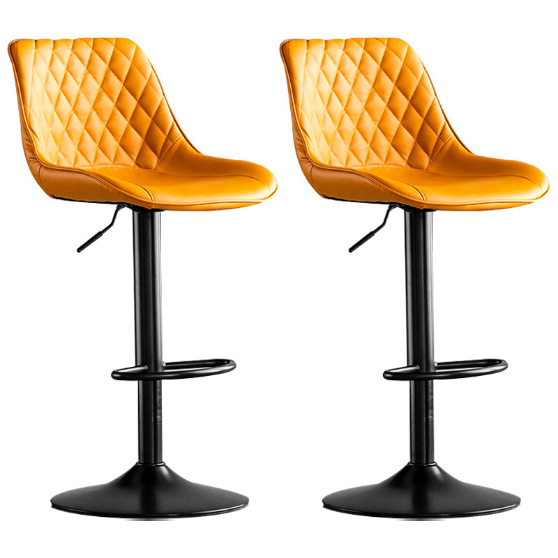 Dining Room Nordic Leather Bar Stool Modern Adjustable Height Stool Orange Black 2 Piece Set Clearhalo 'Bar Furniture' 'Bar Stools' 'bar_stools' 'furn' 'furn_bar_stools' 'furniture_bar_stools' 'Kitchen & Dining Furniture' 'kitchen&dining_furn' 'kitchen' 'kitchen_furn' Furniture' 4211969