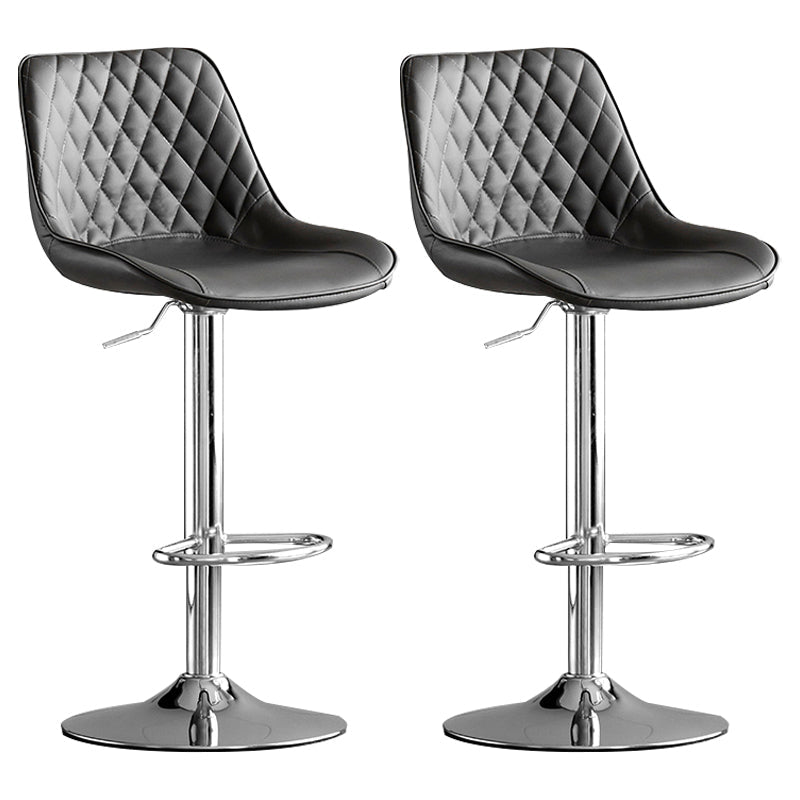 Dining Room Nordic Leather Bar Stool Modern Adjustable Height Stool Dark Gray Silver 2 Piece Set Clearhalo 'Bar Furniture' 'Bar Stools' 'bar_stools' 'furn' 'furn_bar_stools' 'furniture_bar_stools' 'Kitchen & Dining Furniture' 'kitchen&dining_furn' 'kitchen' 'kitchen_furn' Furniture' 4211972