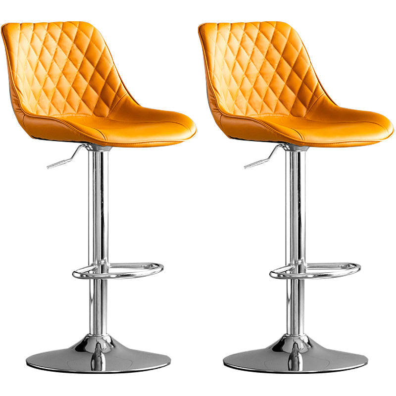 Dining Room Nordic Leather Bar Stool Modern Adjustable Height Stool Orange Silver 2 Piece Set Clearhalo 'Bar Furniture' 'Bar Stools' 'bar_stools' 'furn' 'furn_bar_stools' 'furniture_bar_stools' 'Kitchen & Dining Furniture' 'kitchen&dining_furn' 'kitchen' 'kitchen_furn' Furniture' 4211973