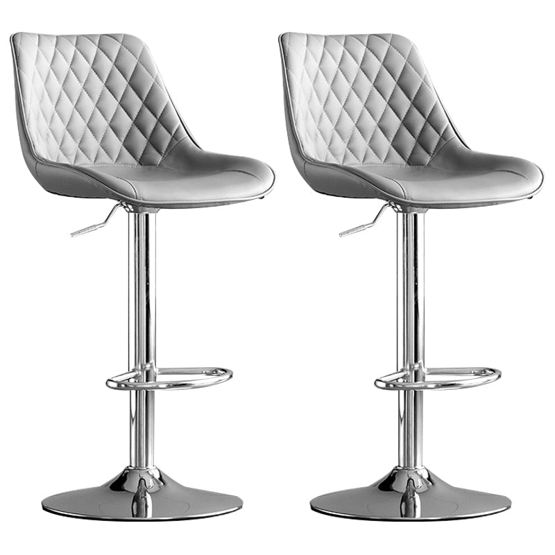 Dining Room Nordic Leather Bar Stool Modern Adjustable Height Stool Light Gray Silver 2 Piece Set Clearhalo 'Bar Furniture' 'Bar Stools' 'bar_stools' 'furn' 'furn_bar_stools' 'furniture_bar_stools' 'Kitchen & Dining Furniture' 'kitchen&dining_furn' 'kitchen' 'kitchen_furn' Furniture' 4211974