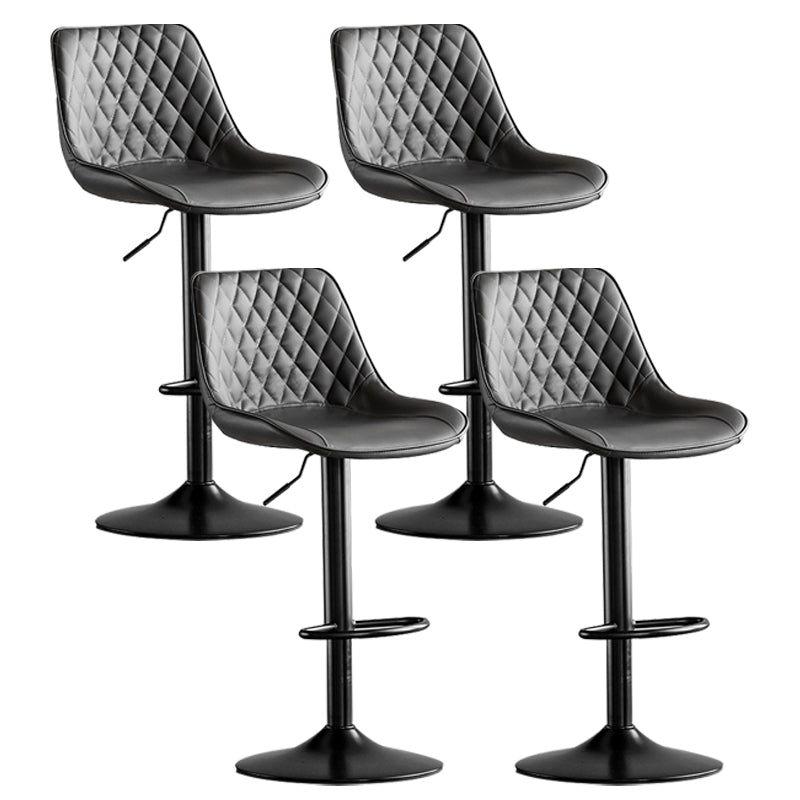 Dining Room Nordic Leather Bar Stool Modern Adjustable Height Stool Dark Gray Black 4 Piece Set Clearhalo 'Bar Furniture' 'Bar Stools' 'bar_stools' 'furn' 'furn_bar_stools' 'furniture_bar_stools' 'Kitchen & Dining Furniture' 'kitchen&dining_furn' 'kitchen' 'kitchen_furn' Furniture' 4211976