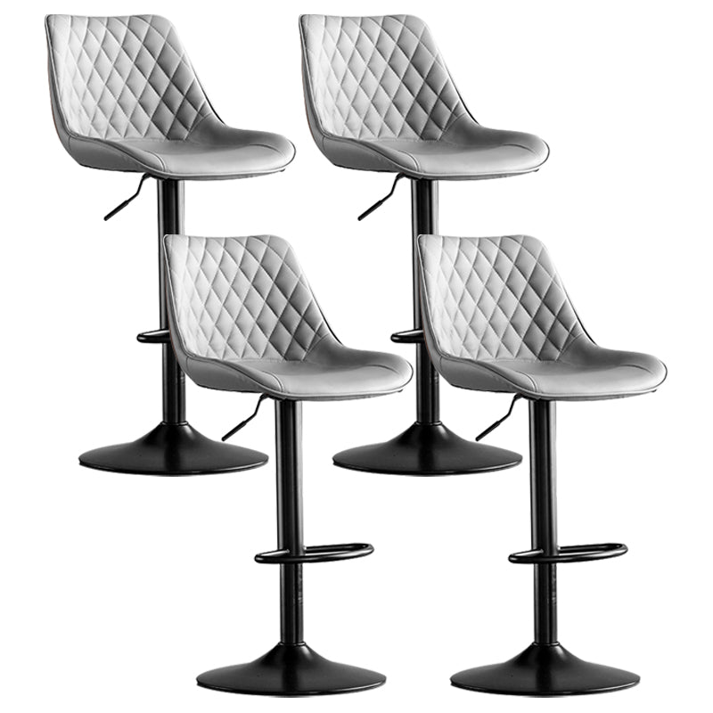 Dining Room Nordic Leather Bar Stool Modern Adjustable Height Stool Light Gray Black 4 Piece Set Clearhalo 'Bar Furniture' 'Bar Stools' 'bar_stools' 'furn' 'furn_bar_stools' 'furniture_bar_stools' 'Kitchen & Dining Furniture' 'kitchen&dining_furn' 'kitchen' 'kitchen_furn' Furniture' 4211979