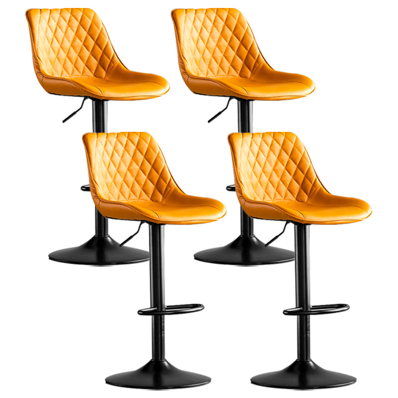 Dining Room Nordic Leather Bar Stool Modern Adjustable Height Stool Orange Black 4 Piece Set Clearhalo 'Bar Furniture' 'Bar Stools' 'bar_stools' 'furn' 'furn_bar_stools' 'furniture_bar_stools' 'Kitchen & Dining Furniture' 'kitchen&dining_furn' 'kitchen' 'kitchen_furn' Furniture' 4211980