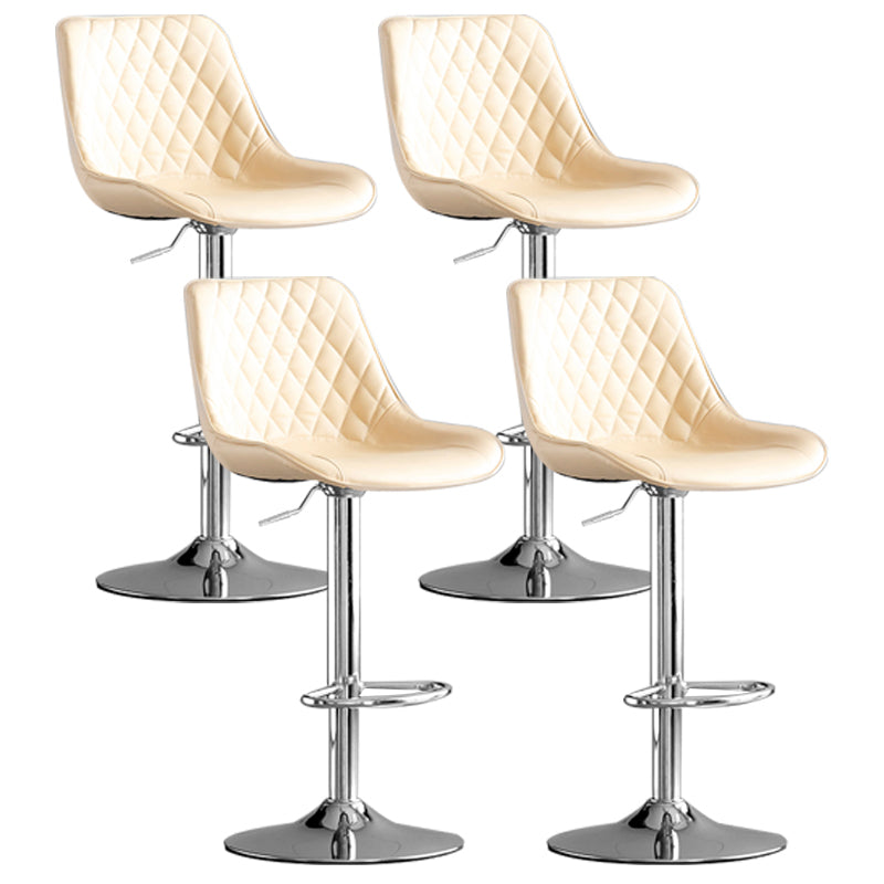 Dining Room Nordic Leather Bar Stool Modern Adjustable Height Stool White Silver 4 Piece Set Clearhalo 'Bar Furniture' 'Bar Stools' 'bar_stools' 'furn' 'furn_bar_stools' 'furniture_bar_stools' 'Kitchen & Dining Furniture' 'kitchen&dining_furn' 'kitchen' 'kitchen_furn' Furniture' 4211982