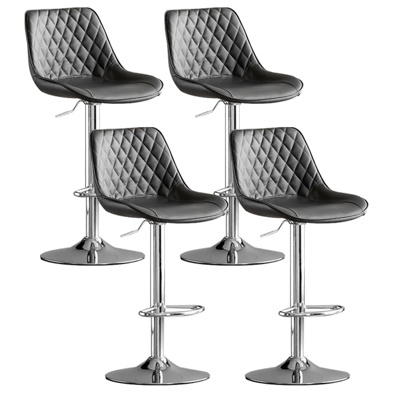 Dining Room Nordic Leather Bar Stool Modern Adjustable Height Stool Dark Gray Silver 4 Piece Set Clearhalo 'Bar Furniture' 'Bar Stools' 'bar_stools' 'furn' 'furn_bar_stools' 'furniture_bar_stools' 'Kitchen & Dining Furniture' 'kitchen&dining_furn' 'kitchen' 'kitchen_furn' Furniture' 4211983