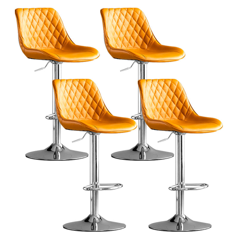 Dining Room Nordic Leather Bar Stool Modern Adjustable Height Stool Orange Silver 4 Piece Set Clearhalo 'Bar Furniture' 'Bar Stools' 'bar_stools' 'furn' 'furn_bar_stools' 'furniture_bar_stools' 'Kitchen & Dining Furniture' 'kitchen&dining_furn' 'kitchen' 'kitchen_furn' Furniture' 4211984