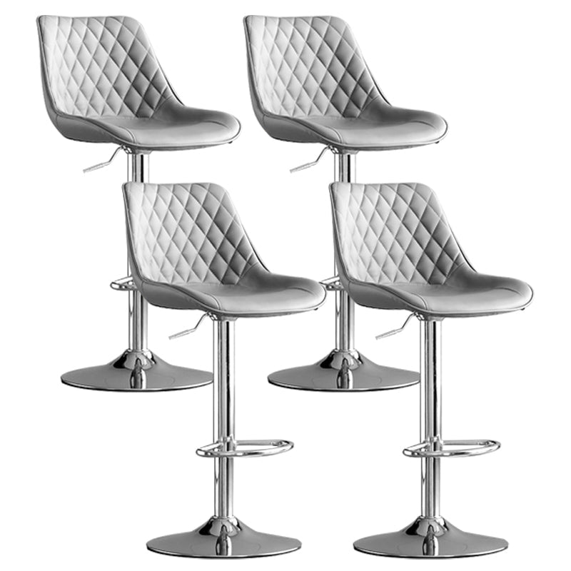 Dining Room Nordic Leather Bar Stool Modern Adjustable Height Stool Light Gray Silver 4 Piece Set Clearhalo 'Bar Furniture' 'Bar Stools' 'bar_stools' 'furn' 'furn_bar_stools' 'furniture_bar_stools' 'Kitchen & Dining Furniture' 'kitchen&dining_furn' 'kitchen' 'kitchen_furn' Furniture' 4211985