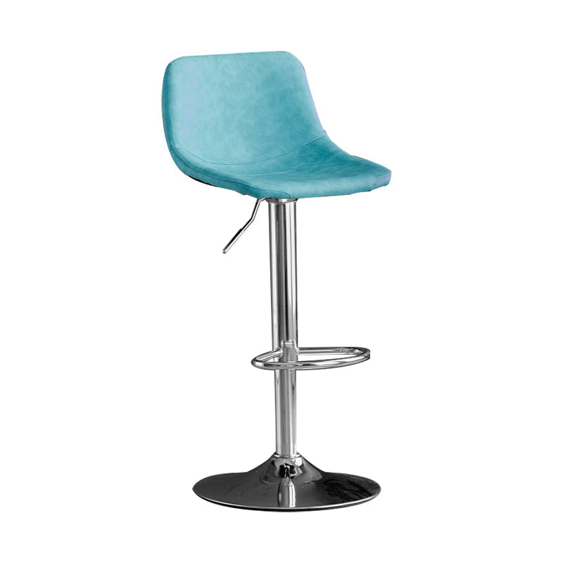Adjustable Armless Swivel Leather Barstools Nordic Style Counter Stools Blue Silver 1 Piece Clearhalo 'Bar Furniture' 'Bar Stools' 'bar_stools' 'furn' 'furn_bar_stools' 'furniture_bar_stools' 'Kitchen & Dining Furniture' 'kitchen&dining_furn' 'kitchen' 'kitchen_furn' Furniture' 4211989
