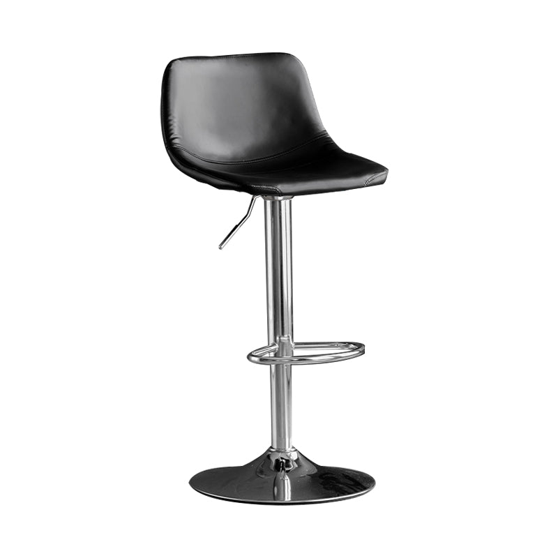 Adjustable Armless Swivel Leather Barstools Nordic Style Counter Stools Black Silver 1 Piece Clearhalo 'Bar Furniture' 'Bar Stools' 'bar_stools' 'furn' 'furn_bar_stools' 'furniture_bar_stools' 'Kitchen & Dining Furniture' 'kitchen&dining_furn' 'kitchen' 'kitchen_furn' Furniture' 4211991