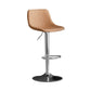 Adjustable Armless Swivel Leather Barstools Nordic Style Counter Stools Brown Silver 1 Piece Clearhalo 'Bar Furniture' 'Bar Stools' 'bar_stools' 'furn' 'furn_bar_stools' 'furniture_bar_stools' 'Kitchen & Dining Furniture' 'kitchen&dining_furn' 'kitchen' 'kitchen_furn' Furniture' 4211992