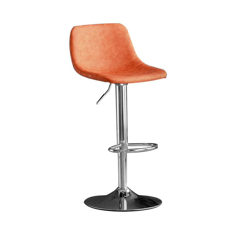 Adjustable Armless Swivel Leather Barstools Nordic Style Counter Stools Orange Silver 1 Piece Clearhalo 'Bar Furniture' 'Bar Stools' 'bar_stools' 'furn' 'furn_bar_stools' 'furniture_bar_stools' 'Kitchen & Dining Furniture' 'kitchen&dining_furn' 'kitchen' 'kitchen_furn' Furniture' 4211995
