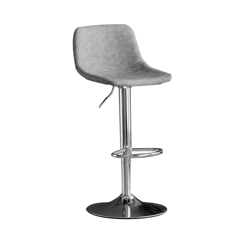 Adjustable Armless Swivel Leather Barstools Nordic Style Counter Stools Grey Silver 1 Piece Clearhalo 'Bar Furniture' 'Bar Stools' 'bar_stools' 'furn' 'furn_bar_stools' 'furniture_bar_stools' 'Kitchen & Dining Furniture' 'kitchen&dining_furn' 'kitchen' 'kitchen_furn' Furniture' 4211996