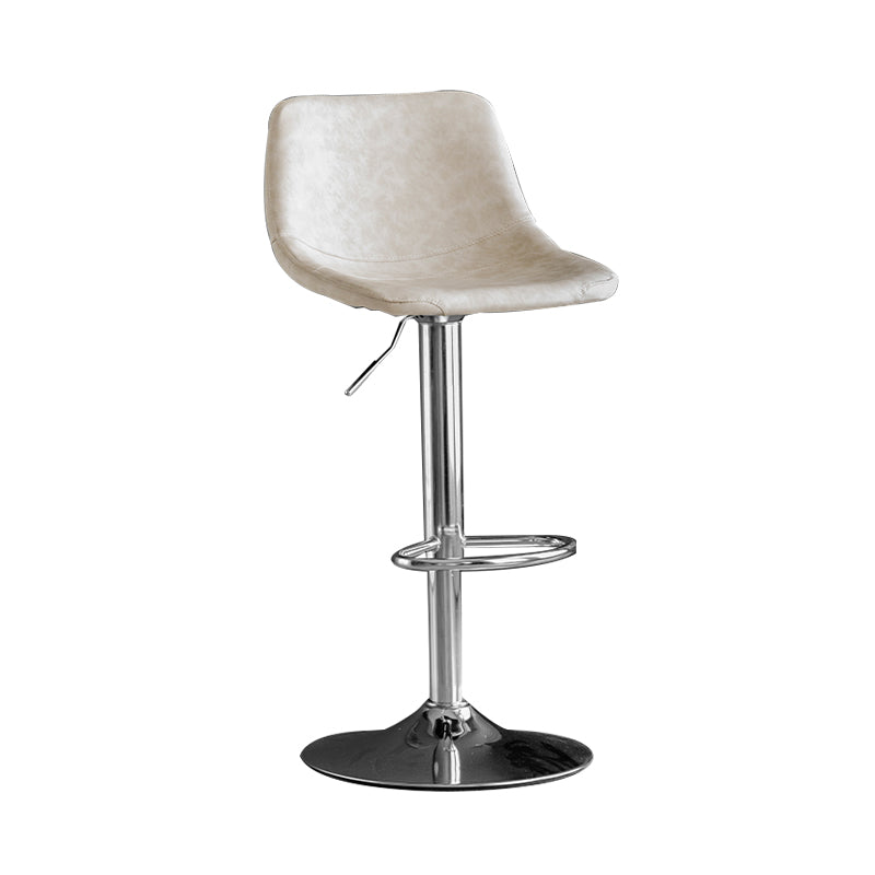 Adjustable Armless Swivel Leather Barstools Nordic Style Counter Stools White Silver 1 Piece Clearhalo 'Bar Furniture' 'Bar Stools' 'bar_stools' 'furn' 'furn_bar_stools' 'furniture_bar_stools' 'Kitchen & Dining Furniture' 'kitchen&dining_furn' 'kitchen' 'kitchen_furn' Furniture' 4211998