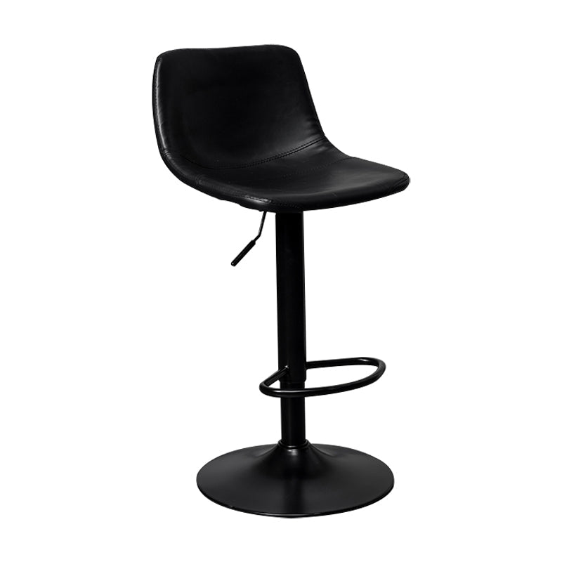 Adjustable Armless Swivel Leather Barstools Nordic Style Counter Stools Black Black 1 Piece Clearhalo 'Bar Furniture' 'Bar Stools' 'bar_stools' 'furn' 'furn_bar_stools' 'furniture_bar_stools' 'Kitchen & Dining Furniture' 'kitchen&dining_furn' 'kitchen' 'kitchen_furn' Furniture' 4212000