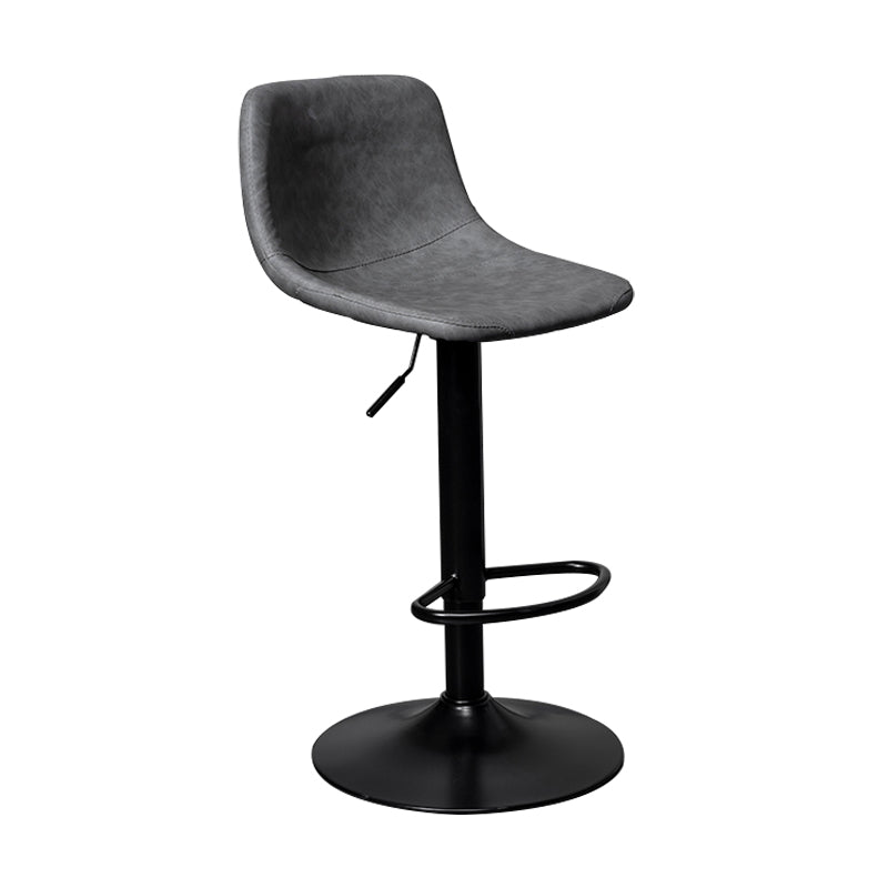Adjustable Armless Swivel Leather Barstools Nordic Style Counter Stools Grey Black 1 Piece Clearhalo 'Bar Furniture' 'Bar Stools' 'bar_stools' 'furn' 'furn_bar_stools' 'furniture_bar_stools' 'Kitchen & Dining Furniture' 'kitchen&dining_furn' 'kitchen' 'kitchen_furn' Furniture' 4212005
