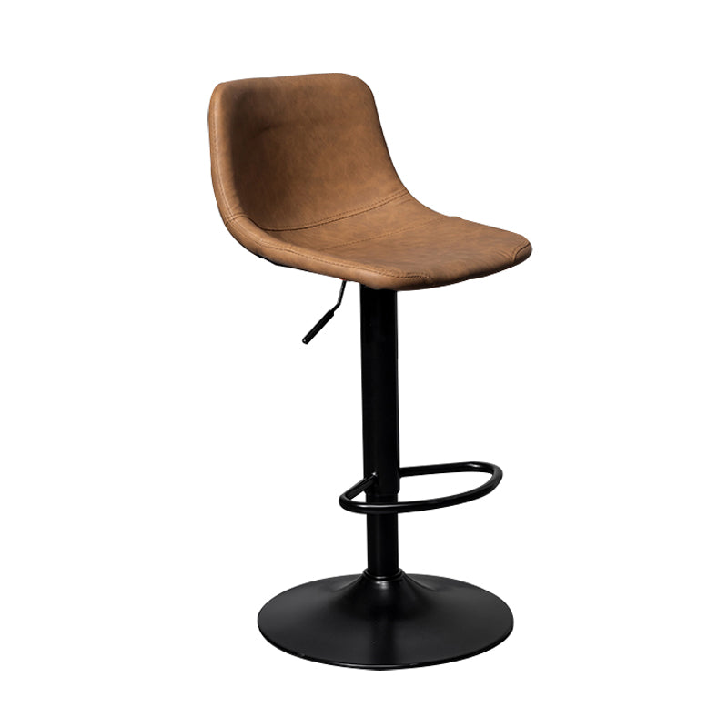 Adjustable Armless Swivel Leather Barstools Nordic Style Counter Stools Brown Black 1 Piece Clearhalo 'Bar Furniture' 'Bar Stools' 'bar_stools' 'furn' 'furn_bar_stools' 'furniture_bar_stools' 'Kitchen & Dining Furniture' 'kitchen&dining_furn' 'kitchen' 'kitchen_furn' Furniture' 4212007