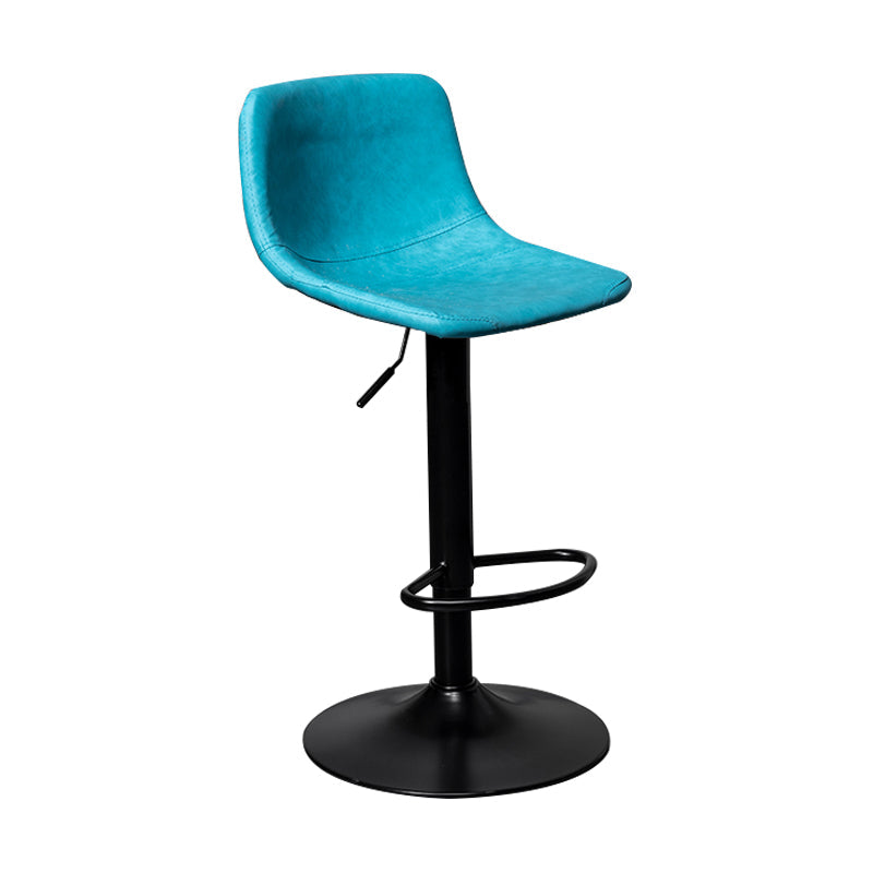 Adjustable Armless Swivel Leather Barstools Nordic Style Counter Stools Blue Black 1 Piece Clearhalo 'Bar Furniture' 'Bar Stools' 'bar_stools' 'furn' 'furn_bar_stools' 'furniture_bar_stools' 'Kitchen & Dining Furniture' 'kitchen&dining_furn' 'kitchen' 'kitchen_furn' Furniture' 4212008