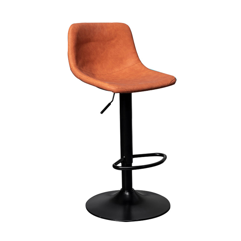 Adjustable Armless Swivel Leather Barstools Nordic Style Counter Stools Orange Black 1 Piece Clearhalo 'Bar Furniture' 'Bar Stools' 'bar_stools' 'furn' 'furn_bar_stools' 'furniture_bar_stools' 'Kitchen & Dining Furniture' 'kitchen&dining_furn' 'kitchen' 'kitchen_furn' Furniture' 4212009