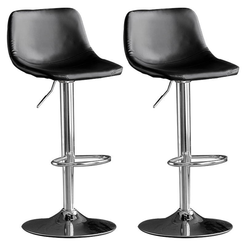 Adjustable Armless Swivel Leather Barstools Nordic Style Counter Stools Black Silver 2 Piece Set Clearhalo 'Bar Furniture' 'Bar Stools' 'bar_stools' 'furn' 'furn_bar_stools' 'furniture_bar_stools' 'Kitchen & Dining Furniture' 'kitchen&dining_furn' 'kitchen' 'kitchen_furn' Furniture' 4212011