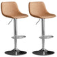 Adjustable Armless Swivel Leather Barstools Nordic Style Counter Stools Brown Silver 2 Piece Set Clearhalo 'Bar Furniture' 'Bar Stools' 'bar_stools' 'furn' 'furn_bar_stools' 'furniture_bar_stools' 'Kitchen & Dining Furniture' 'kitchen&dining_furn' 'kitchen' 'kitchen_furn' Furniture' 4212012