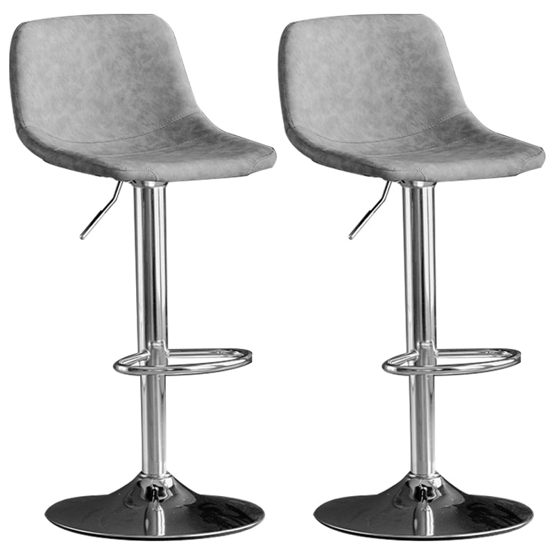 Adjustable Armless Swivel Leather Barstools Nordic Style Counter Stools Grey Silver 2 Piece Set Clearhalo 'Bar Furniture' 'Bar Stools' 'bar_stools' 'furn' 'furn_bar_stools' 'furniture_bar_stools' 'Kitchen & Dining Furniture' 'kitchen&dining_furn' 'kitchen' 'kitchen_furn' Furniture' 4212014