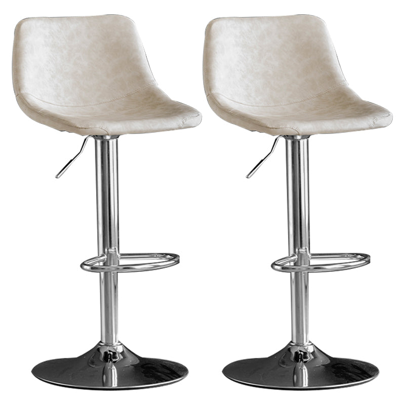 Adjustable Armless Swivel Leather Barstools Nordic Style Counter Stools White Silver 2 Piece Set Clearhalo 'Bar Furniture' 'Bar Stools' 'bar_stools' 'furn' 'furn_bar_stools' 'furniture_bar_stools' 'Kitchen & Dining Furniture' 'kitchen&dining_furn' 'kitchen' 'kitchen_furn' Furniture' 4212015