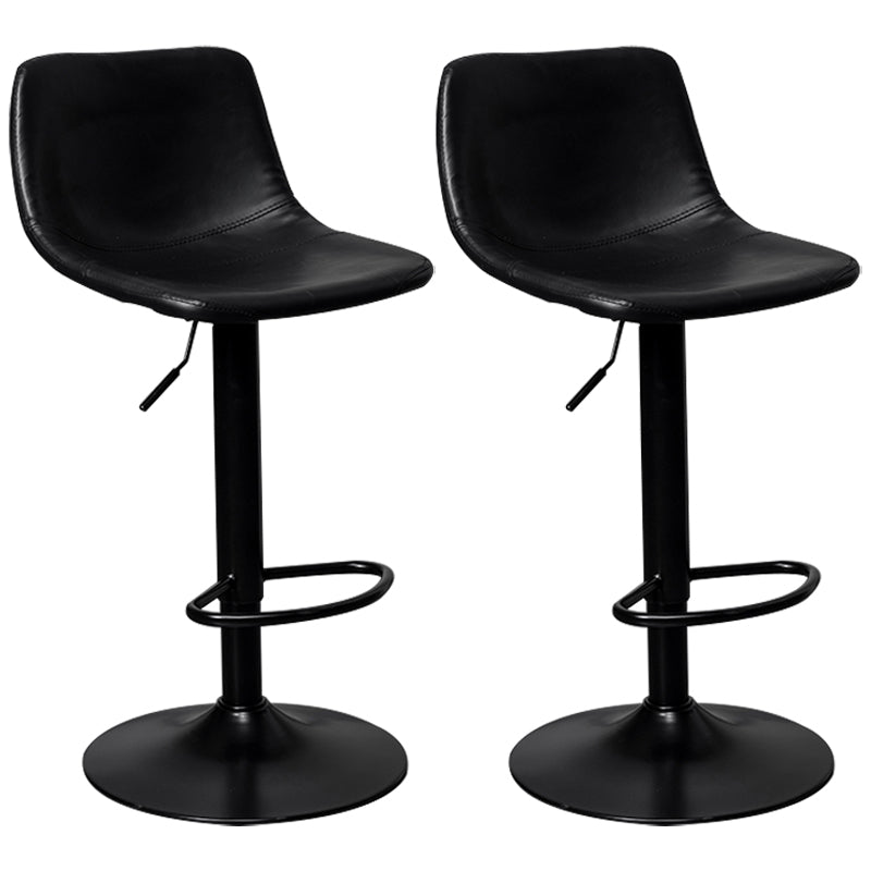 Adjustable Armless Swivel Leather Barstools Nordic Style Counter Stools Black Black 2 Piece Set Clearhalo 'Bar Furniture' 'Bar Stools' 'bar_stools' 'furn' 'furn_bar_stools' 'furniture_bar_stools' 'Kitchen & Dining Furniture' 'kitchen&dining_furn' 'kitchen' 'kitchen_furn' Furniture' 4212016