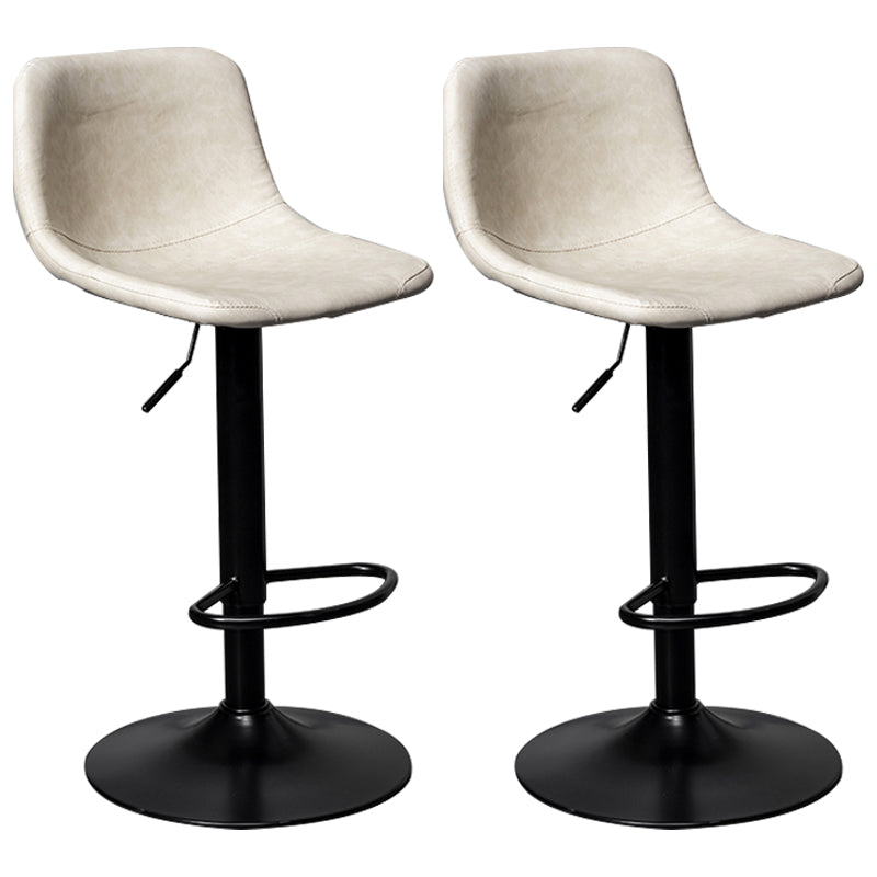 Adjustable Armless Swivel Leather Barstools Nordic Style Counter Stools White Black 2 Piece Set Clearhalo 'Bar Furniture' 'Bar Stools' 'bar_stools' 'furn' 'furn_bar_stools' 'furniture_bar_stools' 'Kitchen & Dining Furniture' 'kitchen&dining_furn' 'kitchen' 'kitchen_furn' Furniture' 4212017