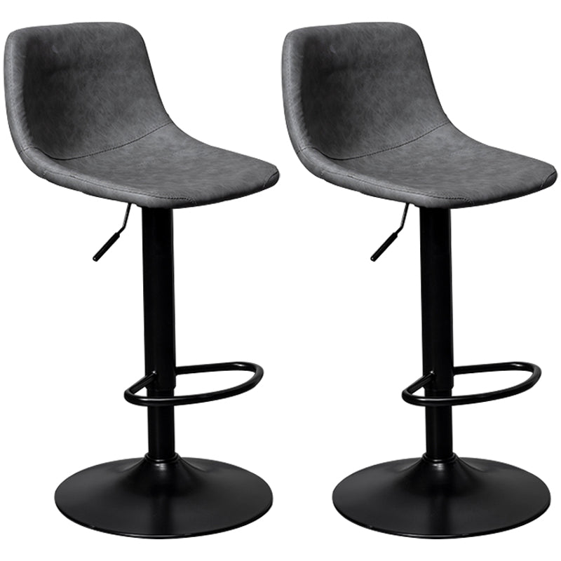 Adjustable Armless Swivel Leather Barstools Nordic Style Counter Stools Grey Black 2 Piece Set Clearhalo 'Bar Furniture' 'Bar Stools' 'bar_stools' 'furn' 'furn_bar_stools' 'furniture_bar_stools' 'Kitchen & Dining Furniture' 'kitchen&dining_furn' 'kitchen' 'kitchen_furn' Furniture' 4212018