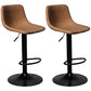 Adjustable Armless Swivel Leather Barstools Nordic Style Counter Stools Brown Black 2 Piece Set Clearhalo 'Bar Furniture' 'Bar Stools' 'bar_stools' 'furn' 'furn_bar_stools' 'furniture_bar_stools' 'Kitchen & Dining Furniture' 'kitchen&dining_furn' 'kitchen' 'kitchen_furn' Furniture' 4212019