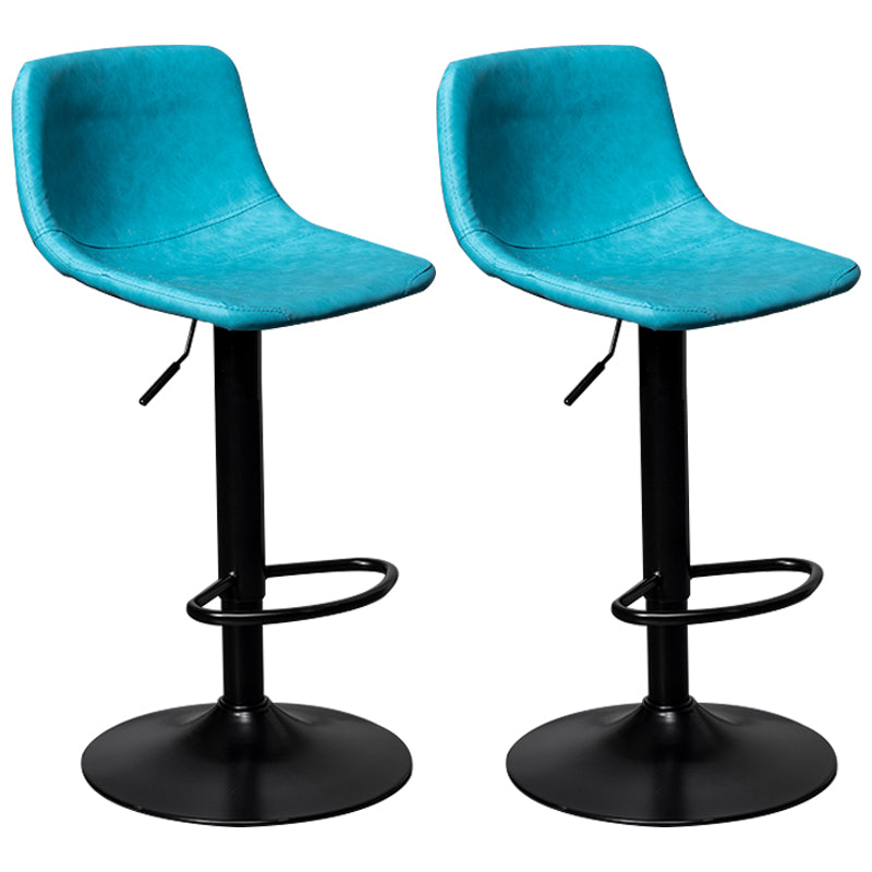 Adjustable Armless Swivel Leather Barstools Nordic Style Counter Stools Blue Black 2 Piece Set Clearhalo 'Bar Furniture' 'Bar Stools' 'bar_stools' 'furn' 'furn_bar_stools' 'furniture_bar_stools' 'Kitchen & Dining Furniture' 'kitchen&dining_furn' 'kitchen' 'kitchen_furn' Furniture' 4212020