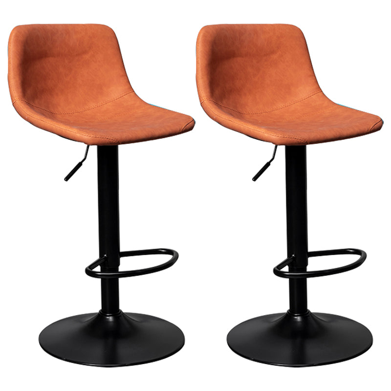 Adjustable Armless Swivel Leather Barstools Nordic Style Counter Stools Orange Black 2 Piece Set Clearhalo 'Bar Furniture' 'Bar Stools' 'bar_stools' 'furn' 'furn_bar_stools' 'furniture_bar_stools' 'Kitchen & Dining Furniture' 'kitchen&dining_furn' 'kitchen' 'kitchen_furn' Furniture' 4212021