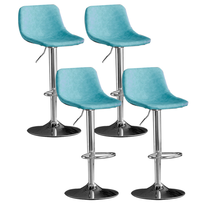 Adjustable Armless Swivel Leather Barstools Nordic Style Counter Stools Blue Silver 4 Piece Set Clearhalo 'Bar Furniture' 'Bar Stools' 'bar_stools' 'furn' 'furn_bar_stools' 'furniture_bar_stools' 'Kitchen & Dining Furniture' 'kitchen&dining_furn' 'kitchen' 'kitchen_furn' Furniture' 4212022