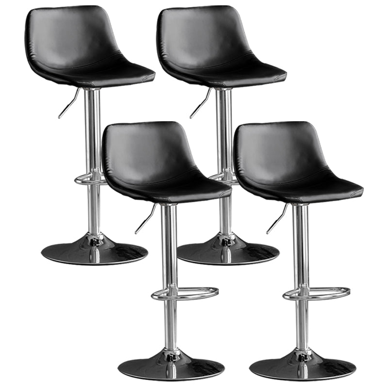 Adjustable Armless Swivel Leather Barstools Nordic Style Counter Stools Black Silver 4 Piece Set Clearhalo 'Bar Furniture' 'Bar Stools' 'bar_stools' 'furn' 'furn_bar_stools' 'furniture_bar_stools' 'Kitchen & Dining Furniture' 'kitchen&dining_furn' 'kitchen' 'kitchen_furn' Furniture' 4212023