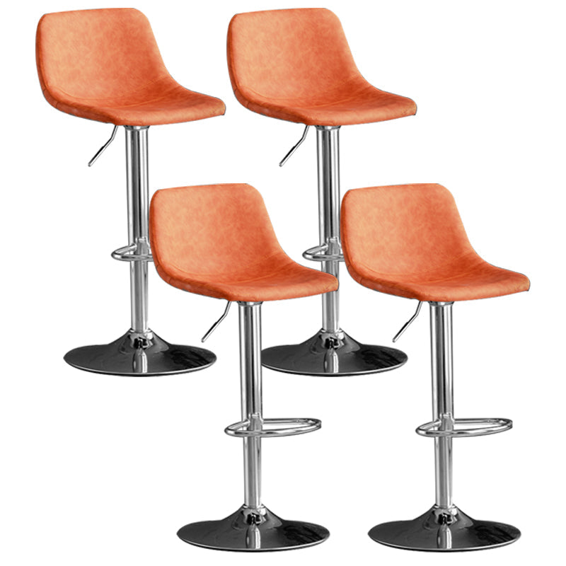 Adjustable Armless Swivel Leather Barstools Nordic Style Counter Stools Orange Silver 4 Piece Set Clearhalo 'Bar Furniture' 'Bar Stools' 'bar_stools' 'furn' 'furn_bar_stools' 'furniture_bar_stools' 'Kitchen & Dining Furniture' 'kitchen&dining_furn' 'kitchen' 'kitchen_furn' Furniture' 4212025