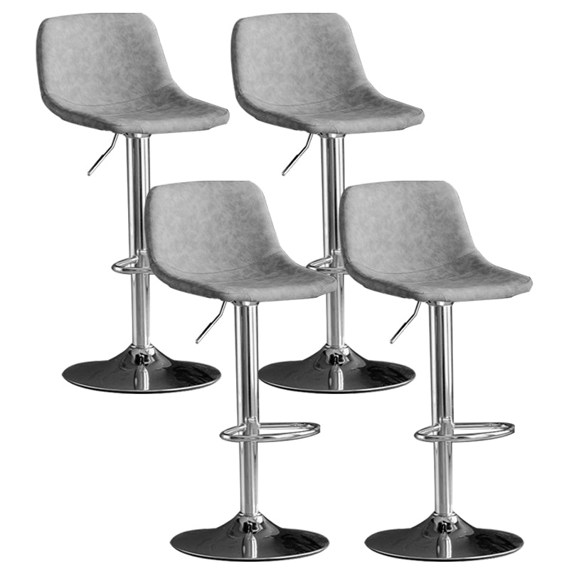 Adjustable Armless Swivel Leather Barstools Nordic Style Counter Stools Grey Silver 4 Piece Set Clearhalo 'Bar Furniture' 'Bar Stools' 'bar_stools' 'furn' 'furn_bar_stools' 'furniture_bar_stools' 'Kitchen & Dining Furniture' 'kitchen&dining_furn' 'kitchen' 'kitchen_furn' Furniture' 4212026