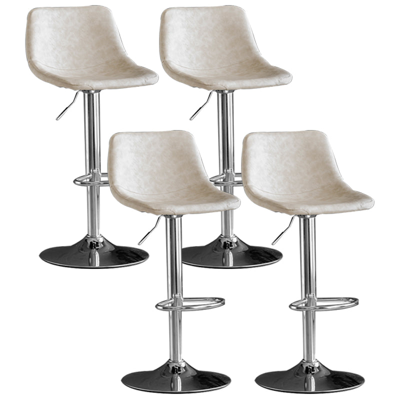 Adjustable Armless Swivel Leather Barstools Nordic Style Counter Stools White Silver 4 Piece Set Clearhalo 'Bar Furniture' 'Bar Stools' 'bar_stools' 'furn' 'furn_bar_stools' 'furniture_bar_stools' 'Kitchen & Dining Furniture' 'kitchen&dining_furn' 'kitchen' 'kitchen_furn' Furniture' 4212027