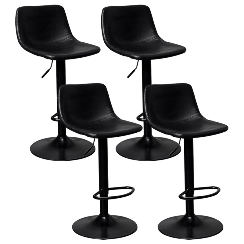 Adjustable Armless Swivel Leather Barstools Nordic Style Counter Stools Black Black 4 Piece Set Clearhalo 'Bar Furniture' 'Bar Stools' 'bar_stools' 'furn' 'furn_bar_stools' 'furniture_bar_stools' 'Kitchen & Dining Furniture' 'kitchen&dining_furn' 'kitchen' 'kitchen_furn' Furniture' 4212028